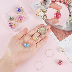キットを作るDIYワイングラスチャーム  10色の透明ガラスグローブペンダント10個と真鍮製ワインチャームリング15個が含まれます。  ミックスカラー  ペンダント：21.5x16mm  穴：2mm  10pc  チャームリング：25x0.8mm(20ゲージ)  15pc&nbsp;DIY-SC0020-76