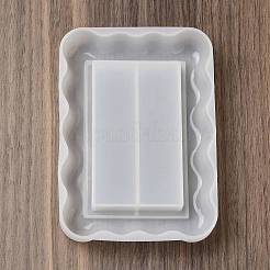 長方形 DIY 流砂サービングトレイ シリコーン型  レジン型  UVレジン用  エポキシ樹脂工芸品作り  ホワイトスモーク  125x87x20mm  内径：116x83mm&nbsp;LS-DIY-G109-05C