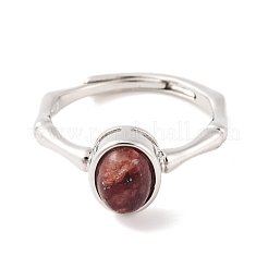 Oval Natural Mixed Stone Adjustable Rings&nbsp;RJEW-Q817-04P