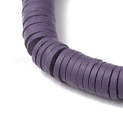Flat Round Handmade Polymer Clay Heishi Beaded Stretch Bracelets&nbsp;BJEW-JB11802-02