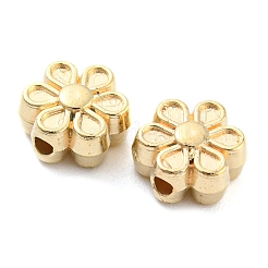 CCBプラスチックビーズ  花  ゴールドカラー  7x7x3.5mm  穴：1mm&nbsp;CCB-K011-08G