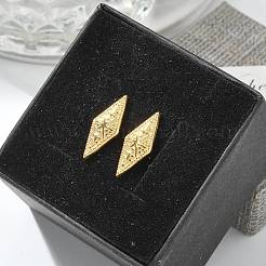 女性用304ステンレススチールスタッドピアス  菱形  ゴールドカラー  17.5x7mm&nbsp;LS-STAS-Z117-21G