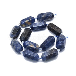 天然石ソーダライトビーズ連売り  多面カット  二重終端尖頭/弾丸  25~27x13~15x12~13mm  穴：1.2mm  約12~13個/連  15.35インチ（39cm）&nbsp;G-F715-060