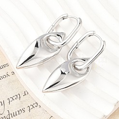 女性用馬の目真鍮フープピアス  ラックめっき  持続的なメッキ  カドミウムフリー＆鉛フリー  プラチナ  55.5x16mm&nbsp;EJEW-U057-06D-02P