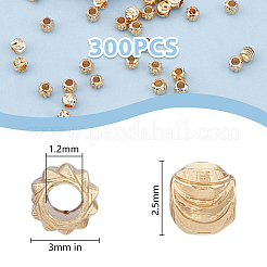 真鍮ビーズ  ニッケルフリー  ラウンド  18KGP本金メッキ  3x2.5mm  穴：1~1.2mm  300個/箱&nbsp;KK-HY0003-33