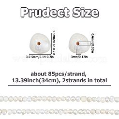 2連天然淡水養殖真珠ビーズ連  ポテト  乳白色  3.5~5x3~5mm  穴：0.6mm  約85個/連  13.39インチ（34cm）&nbsp;PEAR-HS0001-27