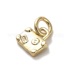 金色の真鍮のチャーム  ジャンプリング付き  バッグ  7x7x1.5mm&nbsp;KK-H493-01G-08