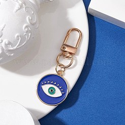 Flat Round with Evil Eye Alloy Enamel Pendant Decorations&nbsp;HJEW-JM02408-03