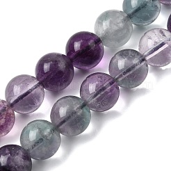 Natural Rainbow Fluorite Round Bead Strands&nbsp;G-P070-31-10mm