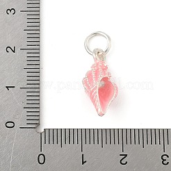 合金エナメルチャーム  海のカタツムリ  丸カン付き  プラチナ  ピンク  19x8.5x7mm  穴：5mm&nbsp;LS-PALLOY-S050-05B-P