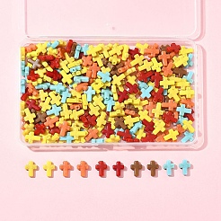 クラックル不透明アクリルビーズ250個  模造ターコイズ  クロス  ミックスカラー  16.5x12.5x4.5mm  穴：2mm&nbsp;OACR-FS0002-22