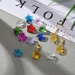 クリアガラスチャーム  多面カット  スター  ミックスカラー  13x13.5x7mm  穴：1mm  12色  6個/カラー  72個/箱&nbsp;GLAA-ZZ0001-01