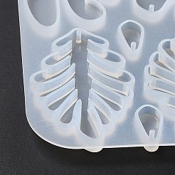 DIY ボヘミアン スタイル 不規則なペンダント シリコン型  レジン型  UVレジン用  エポキシ樹脂ジュエリー作り  アーチ/葉/海草  ホワイト  112x155x4.5mm  穴：1mm  内径：9.5~54x9.5~28.5mm&nbsp;DIY-A039-02
