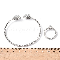 Teardrop Brass Micro Pave Cubic Zirconia Cuff Bangles & Rings Sets for Women&nbsp;SJEW-R002-04P-02
