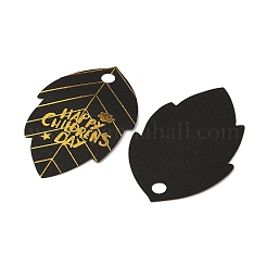 金箔押し紙プリントギフトタグ100枚  麻ロープ付き  ブラック  7x4.5x0.03cm&nbsp;CDIS-H007-14B