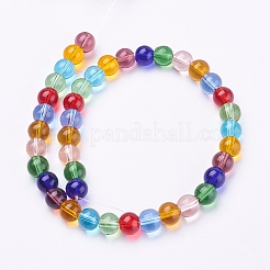 ガラスビーズ連売り  マルチカラー  ラウンド  ミックスカラー  6mm  穴：1mm&nbsp;GLAA-G043-01-6mm