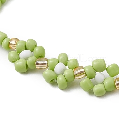 ガラスシードストレッチブレスレット  女性のためのジュリー  花  ライム  内径：2-1/8インチ（5.5cm）&nbsp;BJEW-JB110103-05