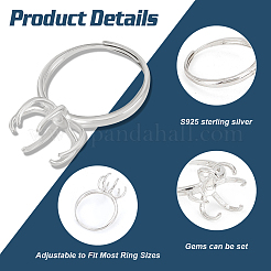 Rhodium Plated Sterling Silver Adjustable Ring Components&nbsp;STER-BC0002-32