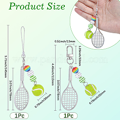 2Pcs 2 Styles Tennis Plastic & Alloy Pendant Decorations&nbsp;HJEW-SP0001-69