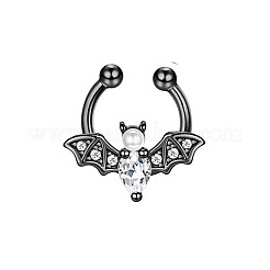 316L Stainless Steel Clear Cubic Zirconia Halloween Bat Clip-on Nose Septum Rings&nbsp;WG4B0C3-04