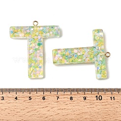 透明エポキシ樹脂ペンダント  ループ付き文字チャーム  文字t  43x36x7.5mm  穴：2mm&nbsp;CRES-YW0002-09T
