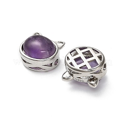 Brass Pave Natural Amethyst Multi-Strand Links&nbsp;KK-D366-01P-G