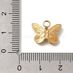 イオンプレーティング（IP）304ステンレススチールチャーム  蝶  ゴールドカラー  12x15x3mm  穴：2mm&nbsp;STAS-C059-04G-1