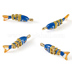 ラックメッキ真鍮チャーム  キュービックジルコニアエナメル  魚のチャーム  長持ちメッキ  鉛フリー＆カドミウムフリー  18KGP本金メッキ  ダークブルー  26.5x8x6mm  穴：2.5x1.5mm  4pc&nbsp;KK-TA0008-56B-02