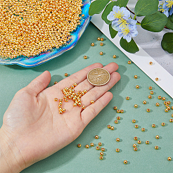 CCBプラスチックビーズ  ラウンド  ゴールドカラー  4x3.5mm  穴：1.4mm  3000個/箱&nbsp;CCB-DC0001-09
