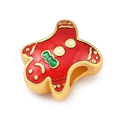 Christams Brass Enamel European Beads&nbsp;KK-F922-03C-G