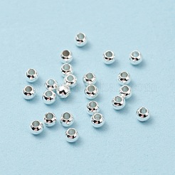 ラックメッキ真鍮製ビーズ  カドミウムフリー＆鉛フリー  ラウンド  銀  2x2.3mm  穴：0.8mm&nbsp;KK-WH0034-02J-S