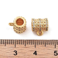真鍮マイクロパヴェクリアキュービックジルコニアチューブベイル  コラム  18KGP本金メッキ  9x7.5x6.5mm  穴：1.5mm&nbsp;KK-S394-06C