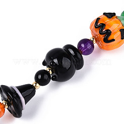 Halloween Theme Handmade Lampwork Beads Strands&nbsp;LAMP-N028-17A