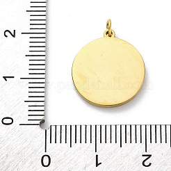 304ステンレススチールクリスタルラインストーンペンダント  丸カン付き  ハートチャーム付きフラットラウンド  イオンプレーティング（ip）  18KGP本金メッキ  17x15x2mm&nbsp;STAS-E550-16G
