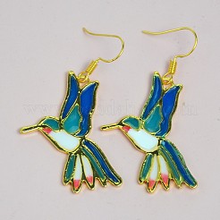 Alloy Enamel Bird Dangle Earrings for Women&nbsp;WGBA97F-01
