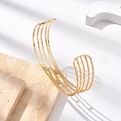 女性用304ステンレススチールカフバングル  ABSの模造パールと  ゴールドカラー  内径：2-3/8x1-7/8インチ（6.1x4.9cm）&nbsp;BJEW-B108-15G
