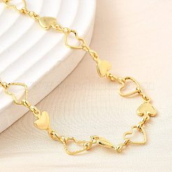 Brass Heart Link Chain Necklaces&nbsp;NJEW-D314-01G