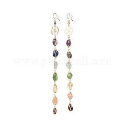 Natural Gemstone Nuggets Beads Dangle Earrings&nbsp;EJEW-JE04667