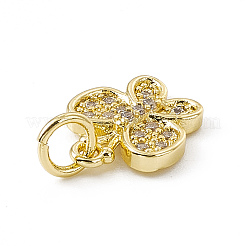 Brass Micro Pave Clear Cubic Zirconia Butterfly Charms&nbsp;ZIRC-F132-37G