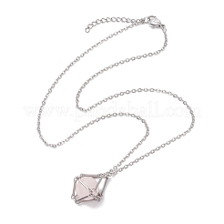 3 Pcs 201 Stainless Steel Crystal Stone Cage Pendant Necklaces&nbsp;NJEW-JN04750
