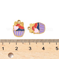 304ステンレススチールエナメルチャーム  イオンプレーティング（ip）  ゴールドカラー  ケーキ  13.5x9x1mm  穴：1.5mm&nbsp;STAS-R168-01A-G