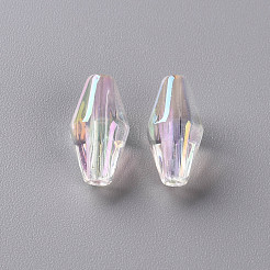 透明なアクリルビーズ  ABカラーメッキ  双円錐形  クリアAB  14.5x7.5mm  穴：2mm&nbsp;TACR-S156-009