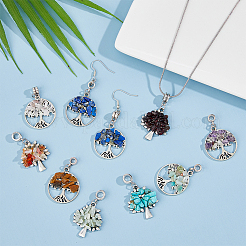 24Pcs 12 Style Natural & Synthetic Gemstone Chip European Dangle Charms Sets&nbsp;PALLOY-FH0001-83