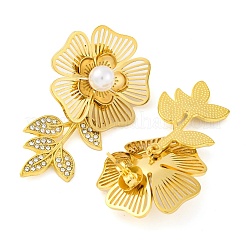 304 Stainless Steel Micro Pave Clear Cubic Zirconia Flower Stud Earrings for Women&nbsp;EJEW-U023-02G