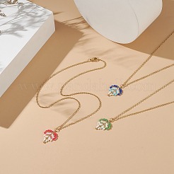 3 個 3 色ガラス シード編組リーフ ペンダント ネックレス セット  女性用ゴールデン 304 ステンレス ワイヤー ラップ ジュエリー  ミックスカラー  17.72インチ（45cm）  1pc /カラー&nbsp;NJEW-MZ00009