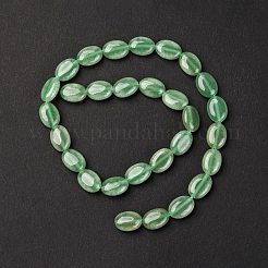 天然のグリーンアベンチュリンフラットオーバルビーズ連売り  14x10x6mm  穴：1mm  約29個/連  15.7インチ&nbsp;G-M206-22