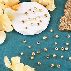 90Pcs 3 Styles Corrugated Round Brass Beads&nbsp;KK-TA0008-93