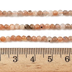 天然石ピーチ色ムーンストーンビーズ連売り  多面カット  ラウンド  3mm  穴：0.6mm  約110個/連  15.35''（39センチメートル）&nbsp;X-G-J400-E16-02-3MM-A
