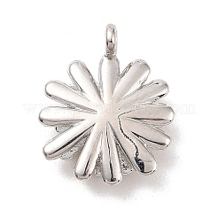 ラックメッキ真鍮チャーム  カドミウムフリー＆鉛フリー  長持ちメッキ  花  プラチナメッキ  14x11x3mm  穴：1.5mm&nbsp;LS-KK-C245-04P