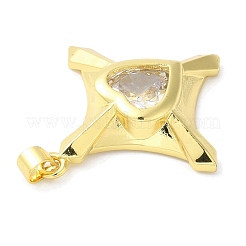 Real 18K Gold Plated Rack Plating Brass Micro Pave Cubic Zirconia Pendants&nbsp;KK-F854-14G-02